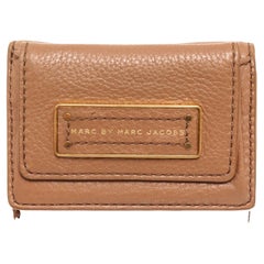 Marc By Marc Jacobs brown leather mini compact flap wallet with gold-tone