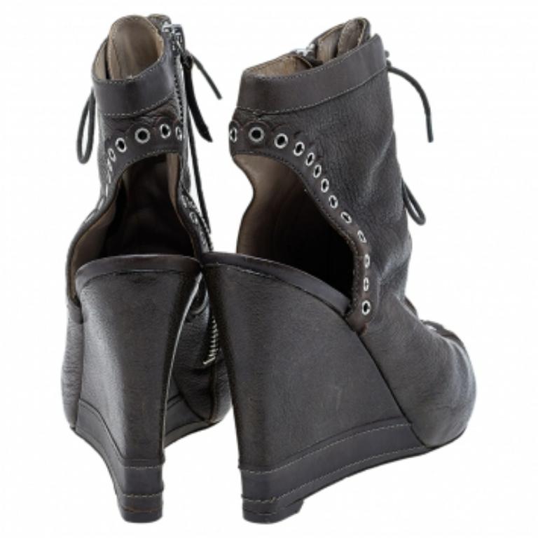  Marc by Marc Jacobs Bottines à talons compensés en cuir Brown Taille 36 Pour femmes 