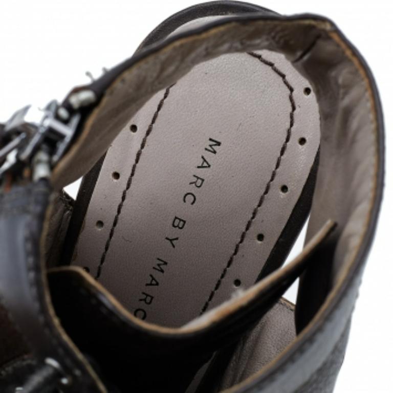 Marc by Marc Jacobs Bottines à talons compensés en cuir Brown Taille 36 1