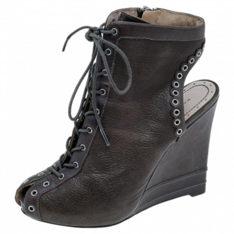 Marc by Marc Jacobs Bottines à talons compensés en cuir Brown Taille 36 3