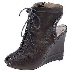 Marc by Marc Jacobs Brown Leather Wedge Booties Size 36