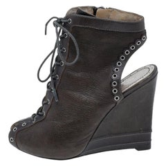 Marc by Marc Jacobs Brown Leather Wedge Booties Size 36