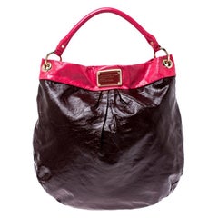 Marc by Marc Jacobs Brown/Pink Patent Leather Classic Q Hillier Hobo