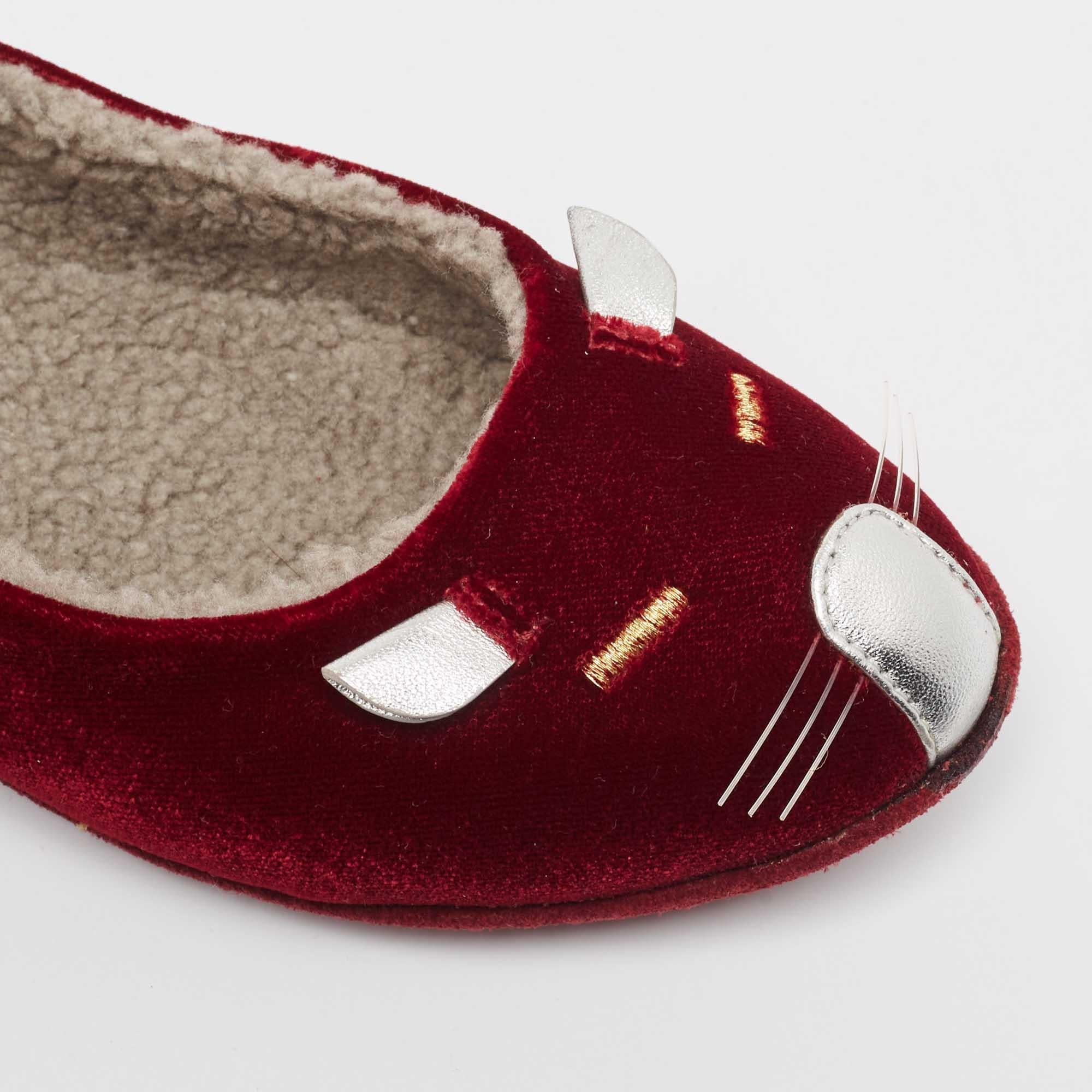 Marc by Marc Jacobs Burgundy Velvet Cat Ballet Flats Size 37.5 For Sale 3