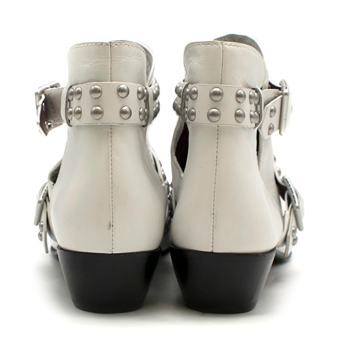 Marc by Marc Jacobs Carroll White Leather Studded Ankle Boots 41 For Sale 3