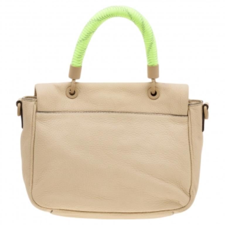 Beige Marc by Marc Jacobs Cream/Neon Leather Novelty Too Hot to Handle Top Handle Bag For Sale