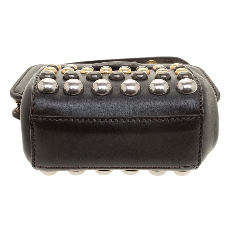 Women's Marc by Marc Jacobs Dark Brown Leather Studded ThuMarc by Marc Janderdome Clutch
