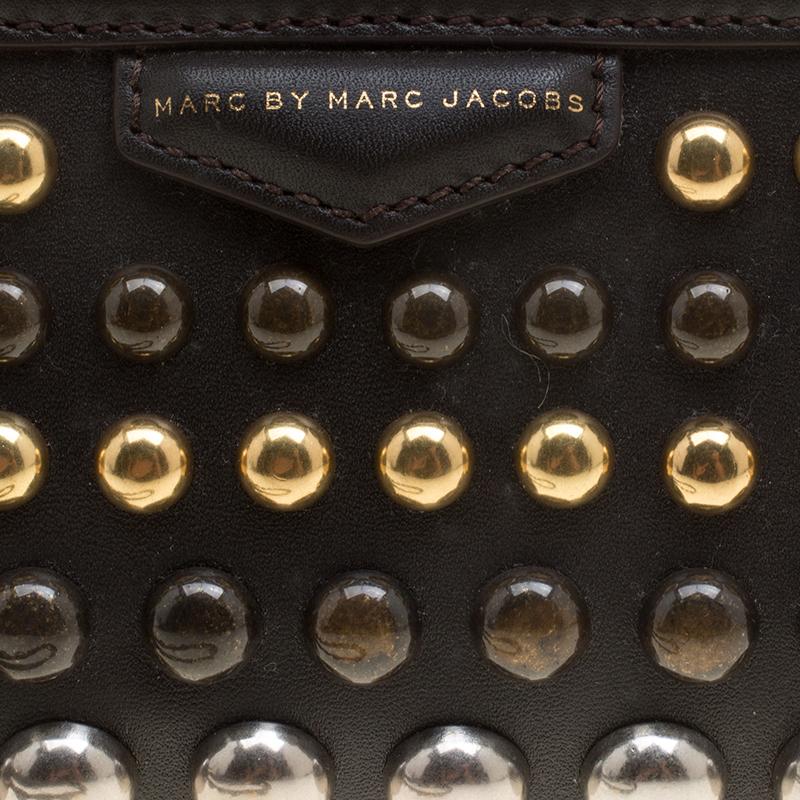 Marc by Marc Jacobs Dark Brown Leather Studded ThuMarc by Marc Janderdome Clutch 4