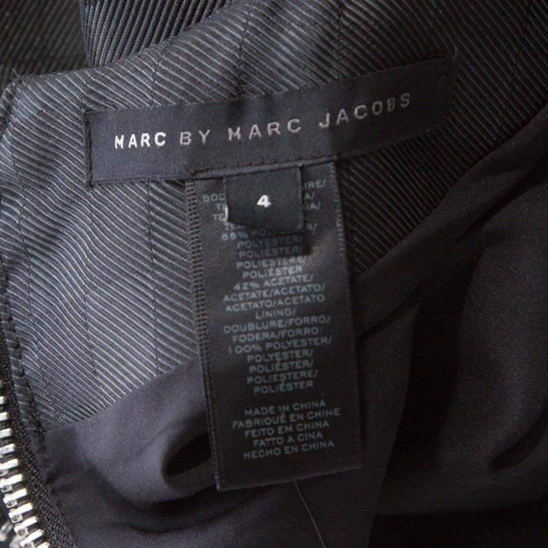 Women's Marc by Marc Jacobs Dress Black Textured Check Twill Zipper Detail Shift Dress S