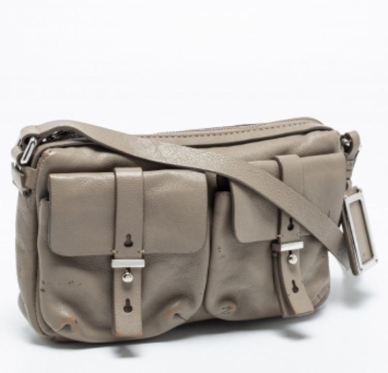 Gray Marc by Marc Jacobs Grey Leather Crossbody Bag For Sale