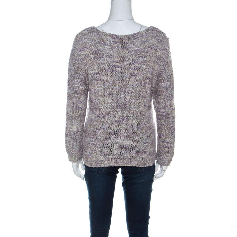 Gray Marc by Marc Jacobs Grey & Purple Cotton Blend Hand Knit Sweater M