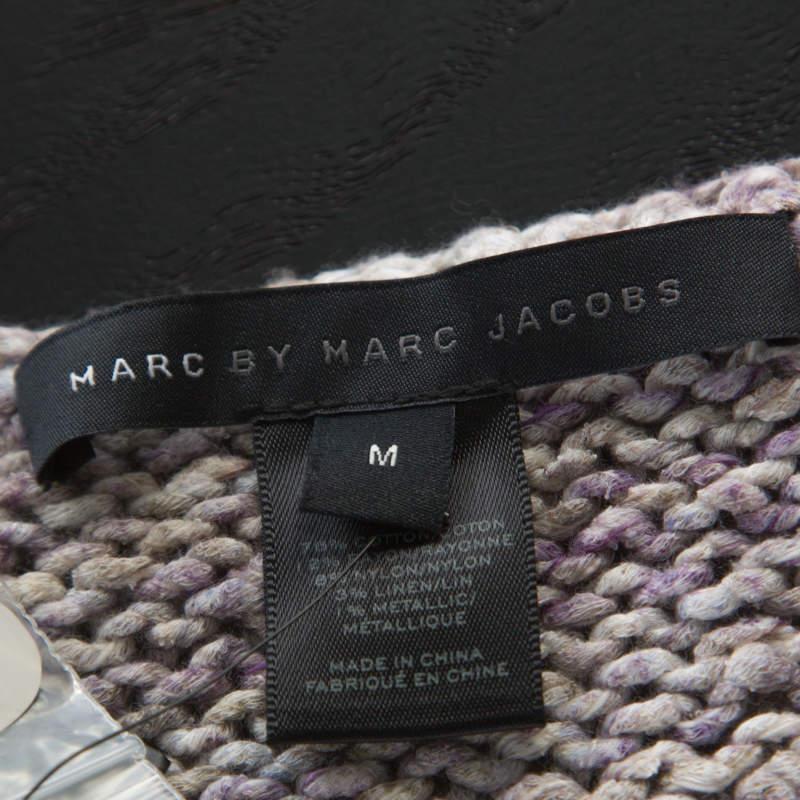 Women's Marc by Marc Jacobs Grey & Purple Cotton Blend Hand Knit Sweater M