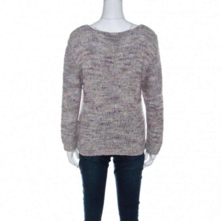 Marc by Marc Jacobs Grauer & lila Handstrickpullover aus Baumwollmischung M im Angebot 2