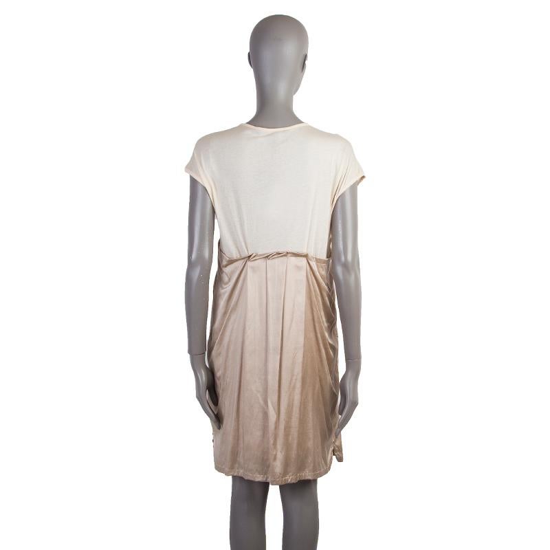 MARC by MARC JACOBS ivory cotton & champagne silk CAP SLEEVE Dress L In Excellent Condition In Zürich, CH