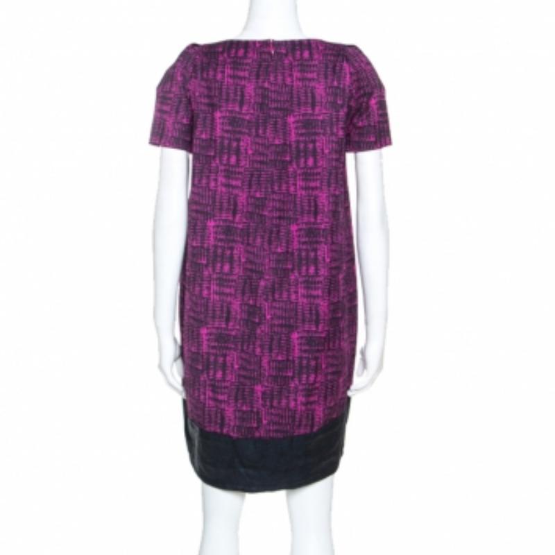 Marc by Marc Jacobs Magenta Bedrucktes Baumwollmischgewebe Kleid S im Angebot 1