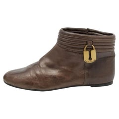 Marc by Marc Jacobs Metallic Brown Leather Embellished Ankle Boots Size 38