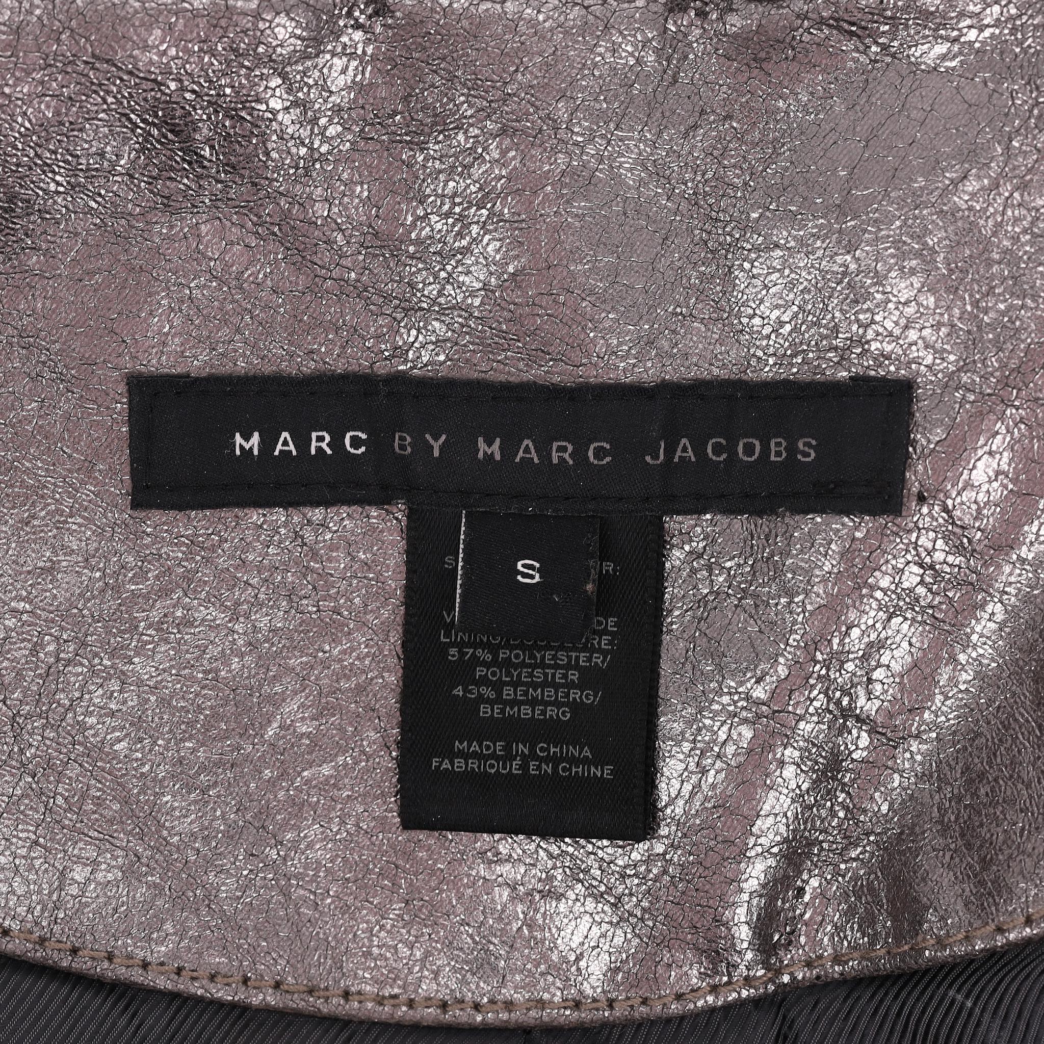 Marc By Marc Jacobs Metallic Leather Biker Jacket For Sale 1