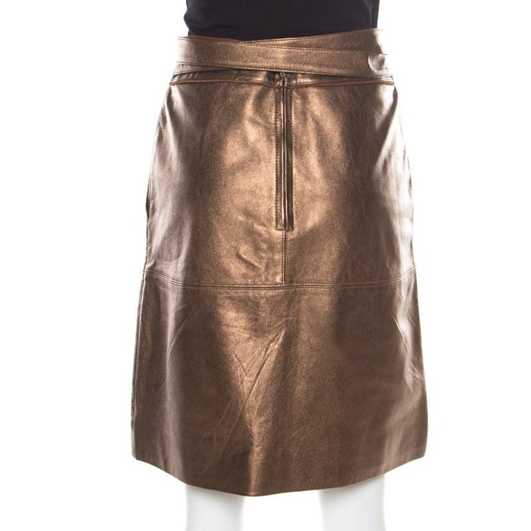Marc by Marc Jacobs Metallic Partridge Waist Tie Detail Leather Skirt S ...