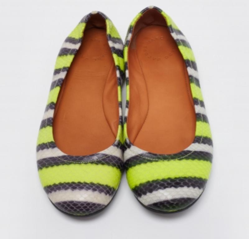 Brown Marc by Marc Jacobs Multicolor Watersnake Embossed Leather Ballet Flats Size 38 For Sale