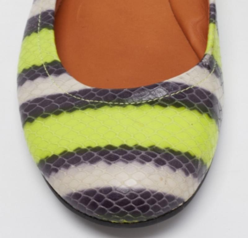 Marc by Marc Jacobs Multicolor Watersnake Embossed Leather Ballet Flats Size 38 For Sale 1