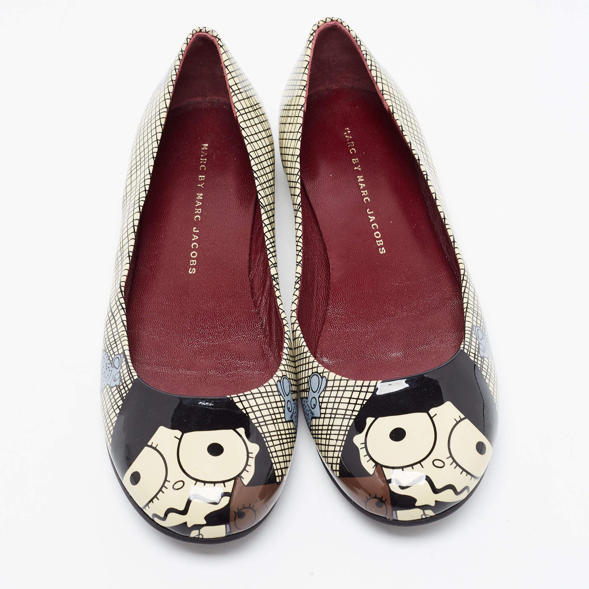 Marc by Marc Jacobs Bailarinas de charol estampadas multicolor Talla 36 Negro en venta