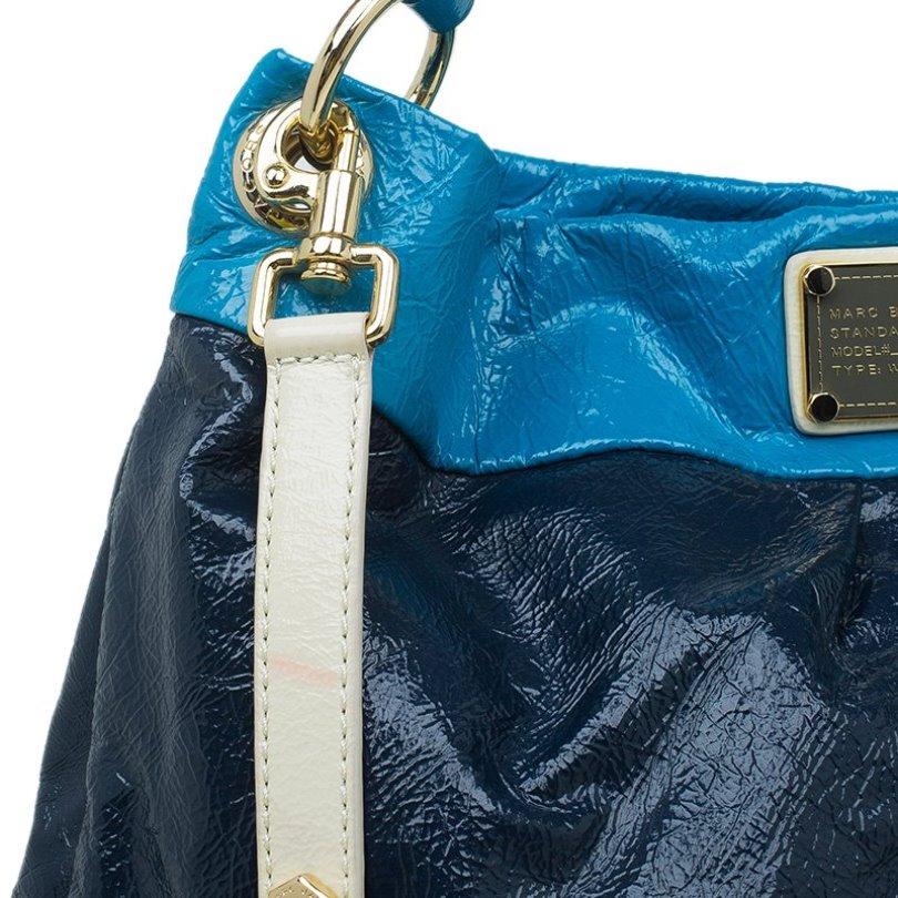Marc by Marc Jacobs Navy Blue Bicolor Patent Leather Classic Q Hillier Hobo 6
