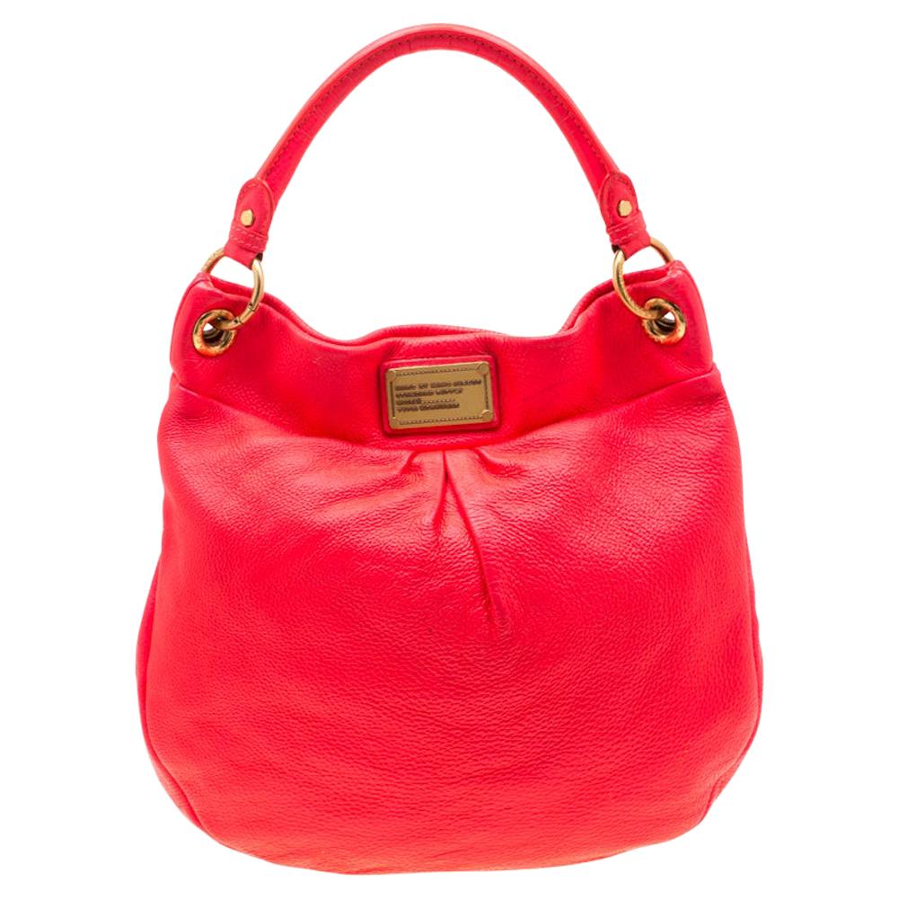 Marc by Marc Jacobs Neon Orange/Pink Leather Classic Q Hillier Hobo