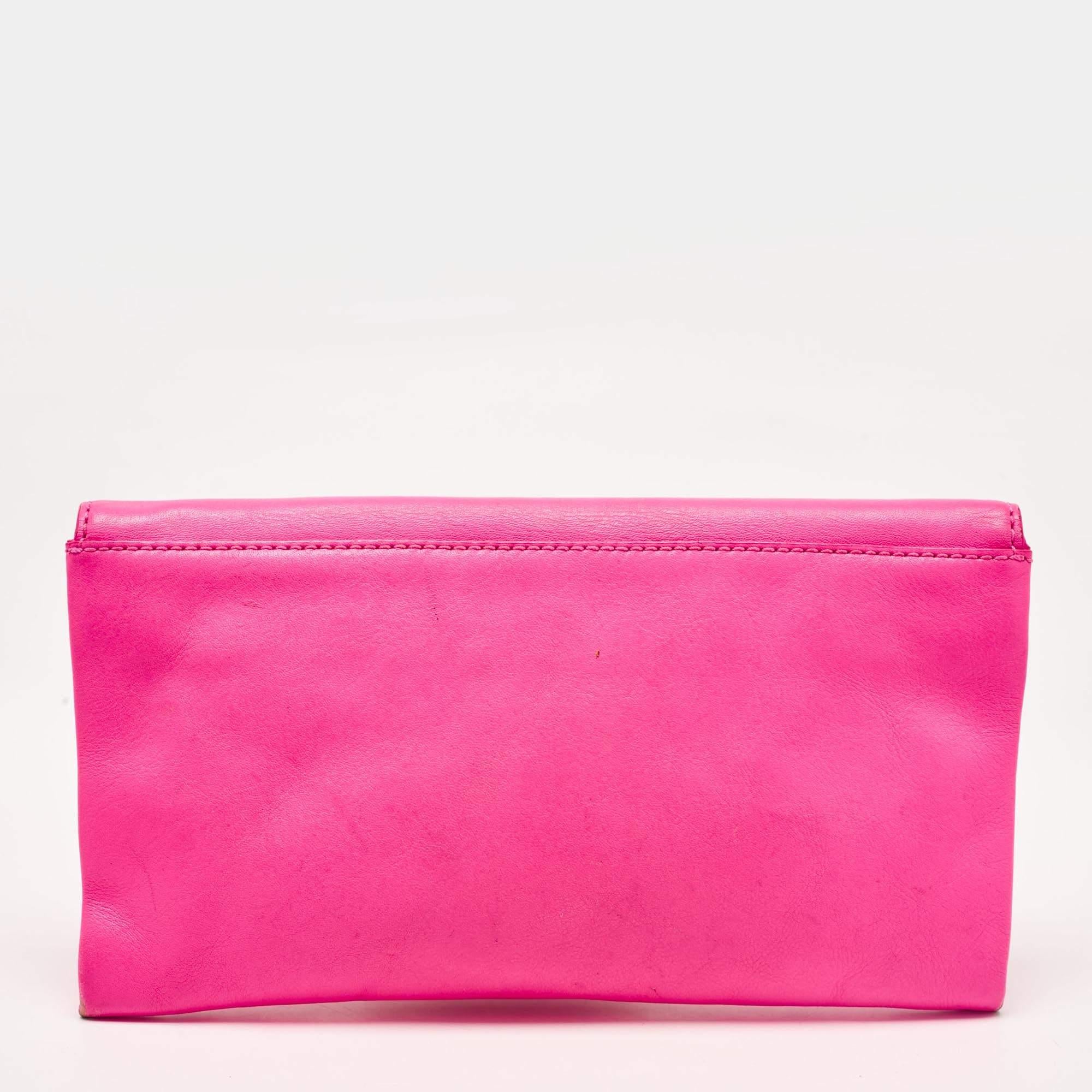 Women's Marc by Marc Jacobs Neon Pink Leather Katie Clutch For Sale