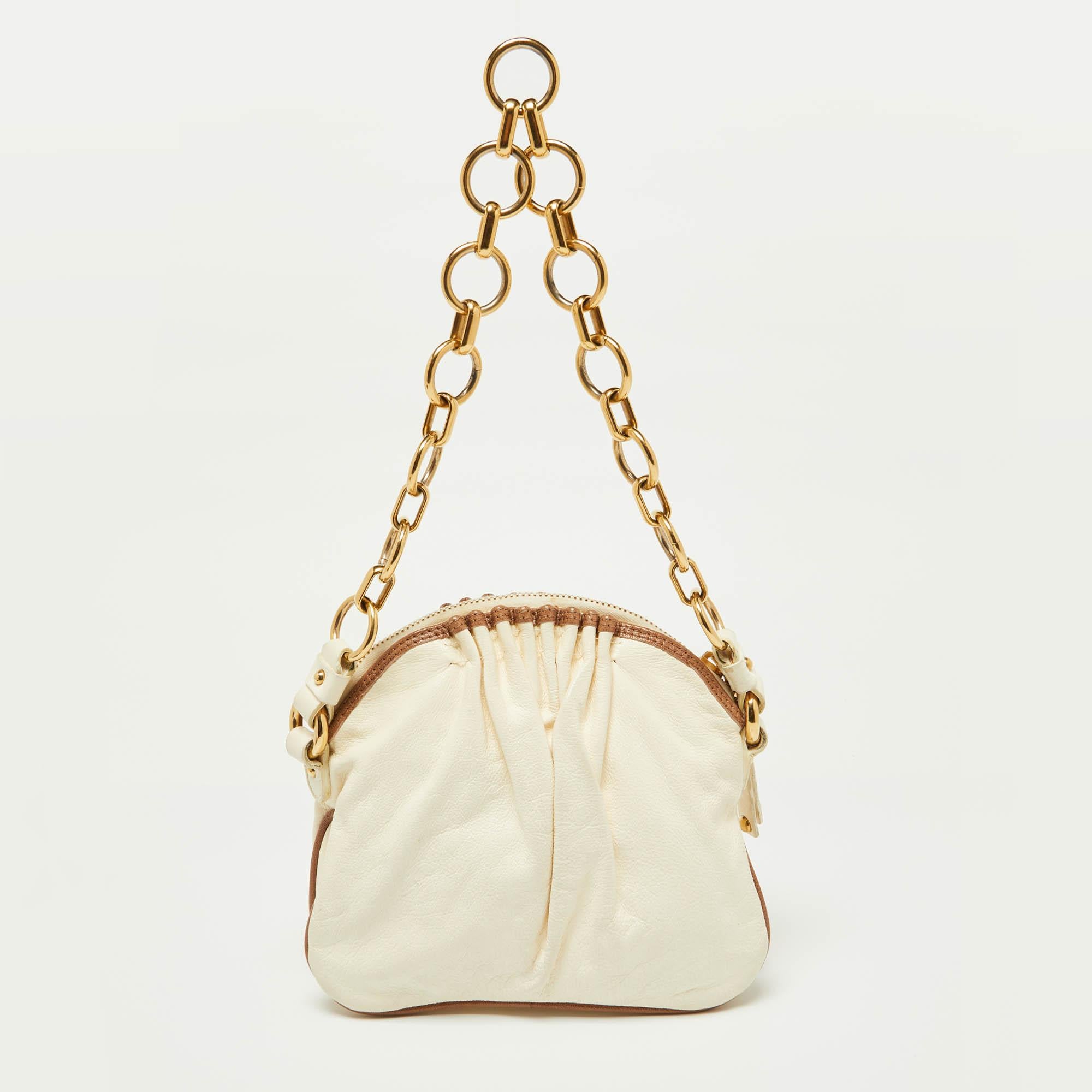 Women's Marc by Marc Jacobs Off White/Brown Leather Chain Bag For Sale