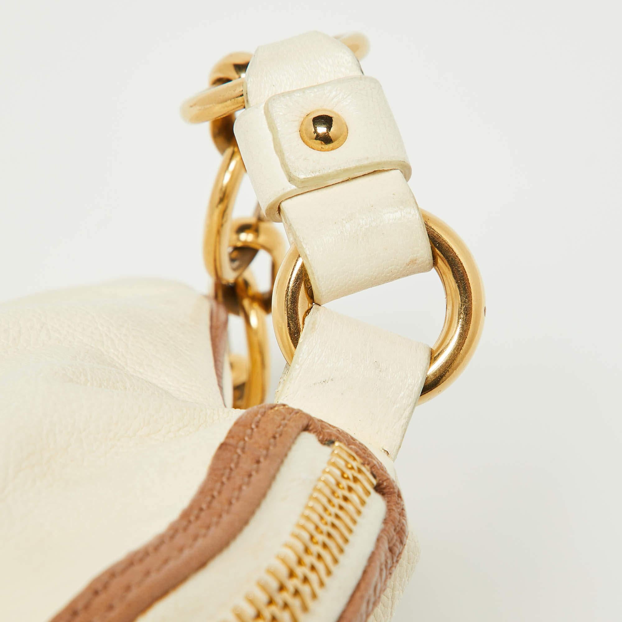 Marc by Marc Jacobs Off White/Brown Leather Chain Bag For Sale 3