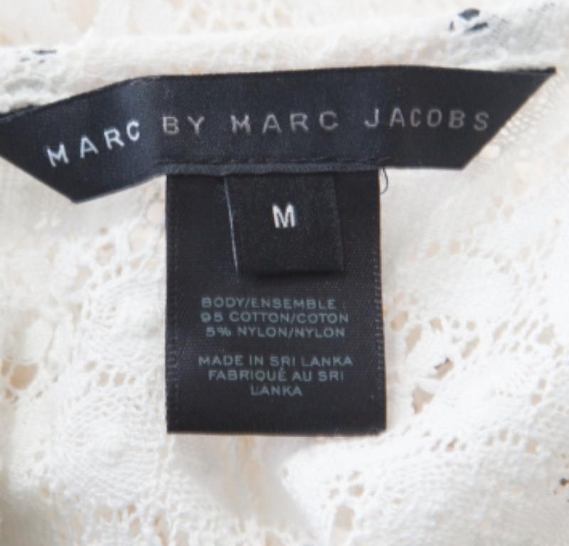 Marc par Marc Jacobs haut à manches courtes en dentelle à fleurs blanc cassé, taille M Pour femmes en vente
