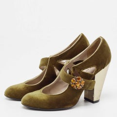 Marc by Marc Jacobs Olive Green Suede Mary Jane Pumps Size 37