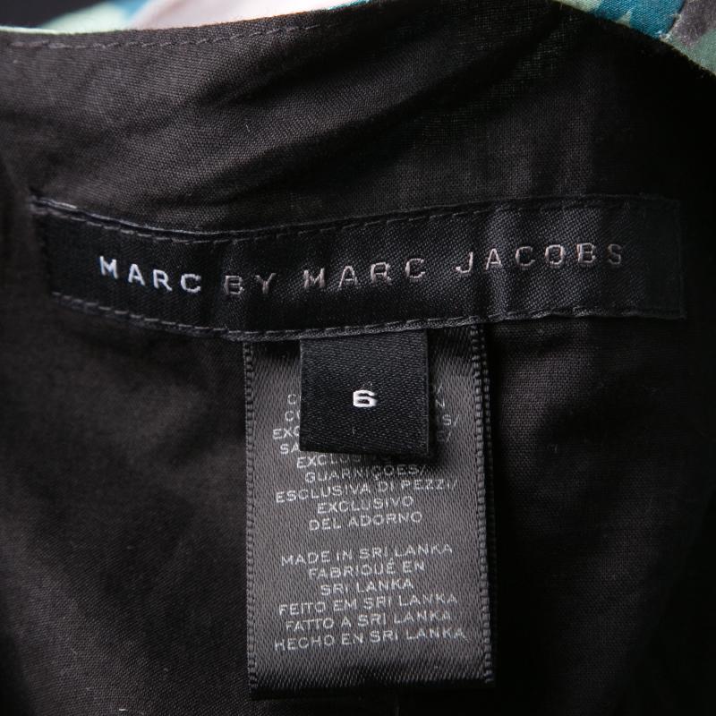 Women's Marc by Marc Jacobs Pale Jade Jerrie Rose Printed Cotton Poplin Dress M