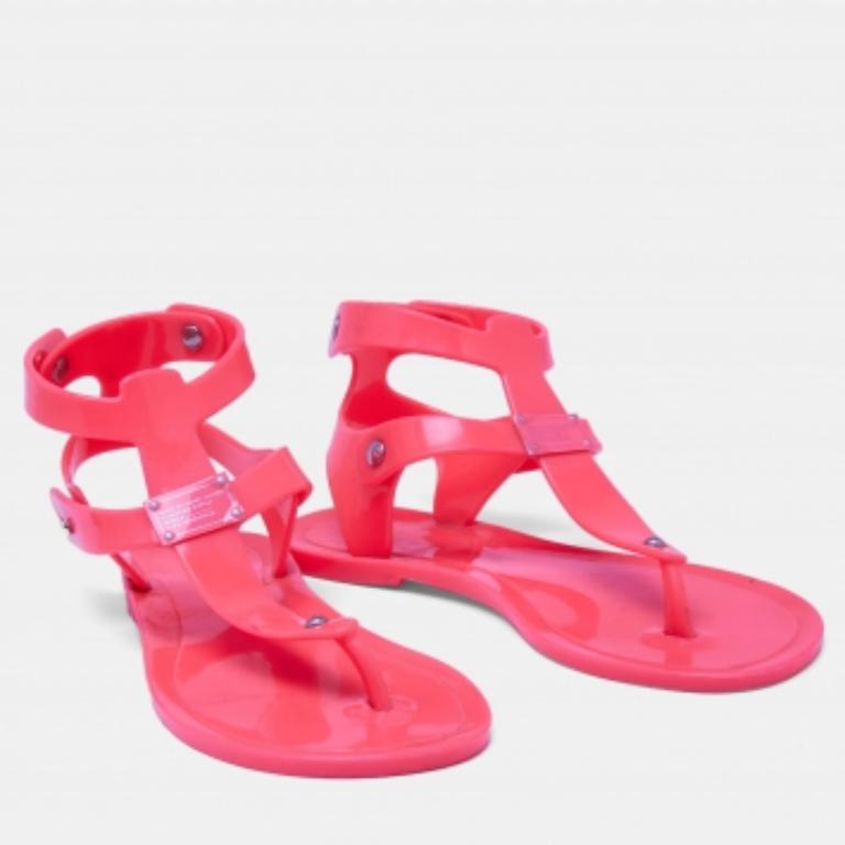 Marc by Marc Jacobs Pink Jelly Thong Flats Size 37 For Sale 1