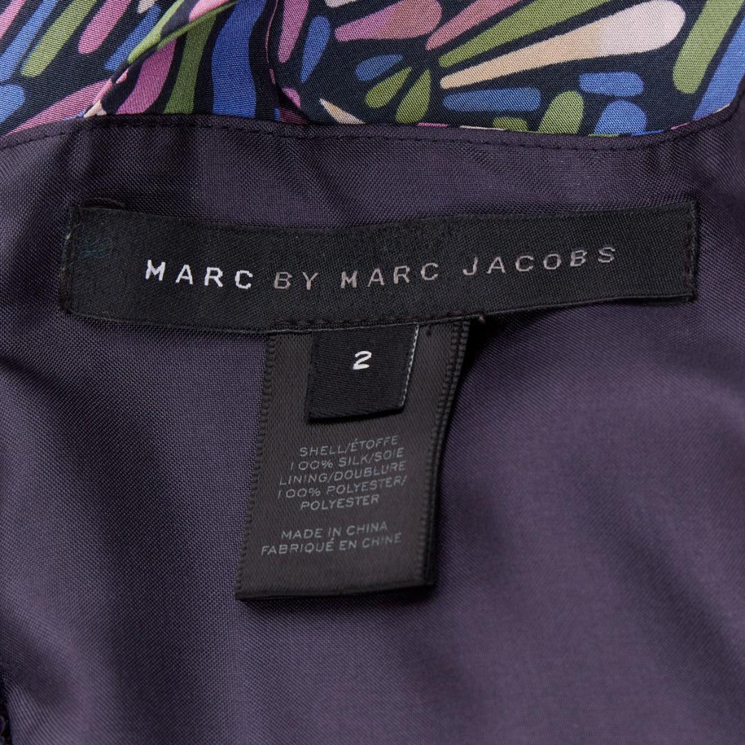 MARC BY MARC JACOBS robe violette 100% soie à imprimé géométrique US2 S 3