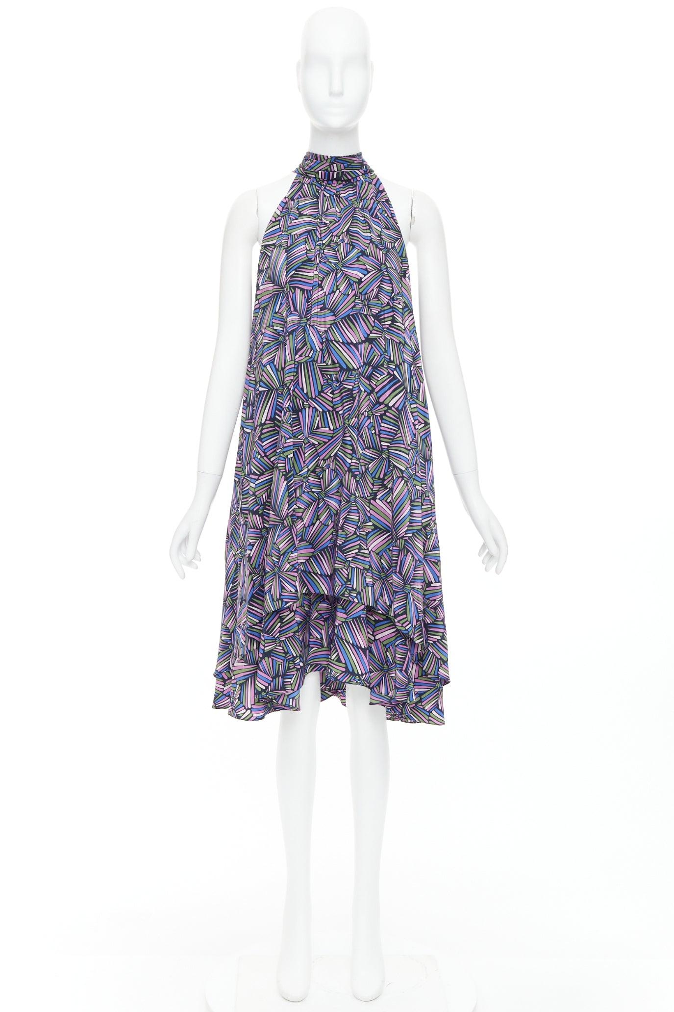 MARC BY MARC JACOBS robe violette 100% soie à imprimé géométrique US2 S 4