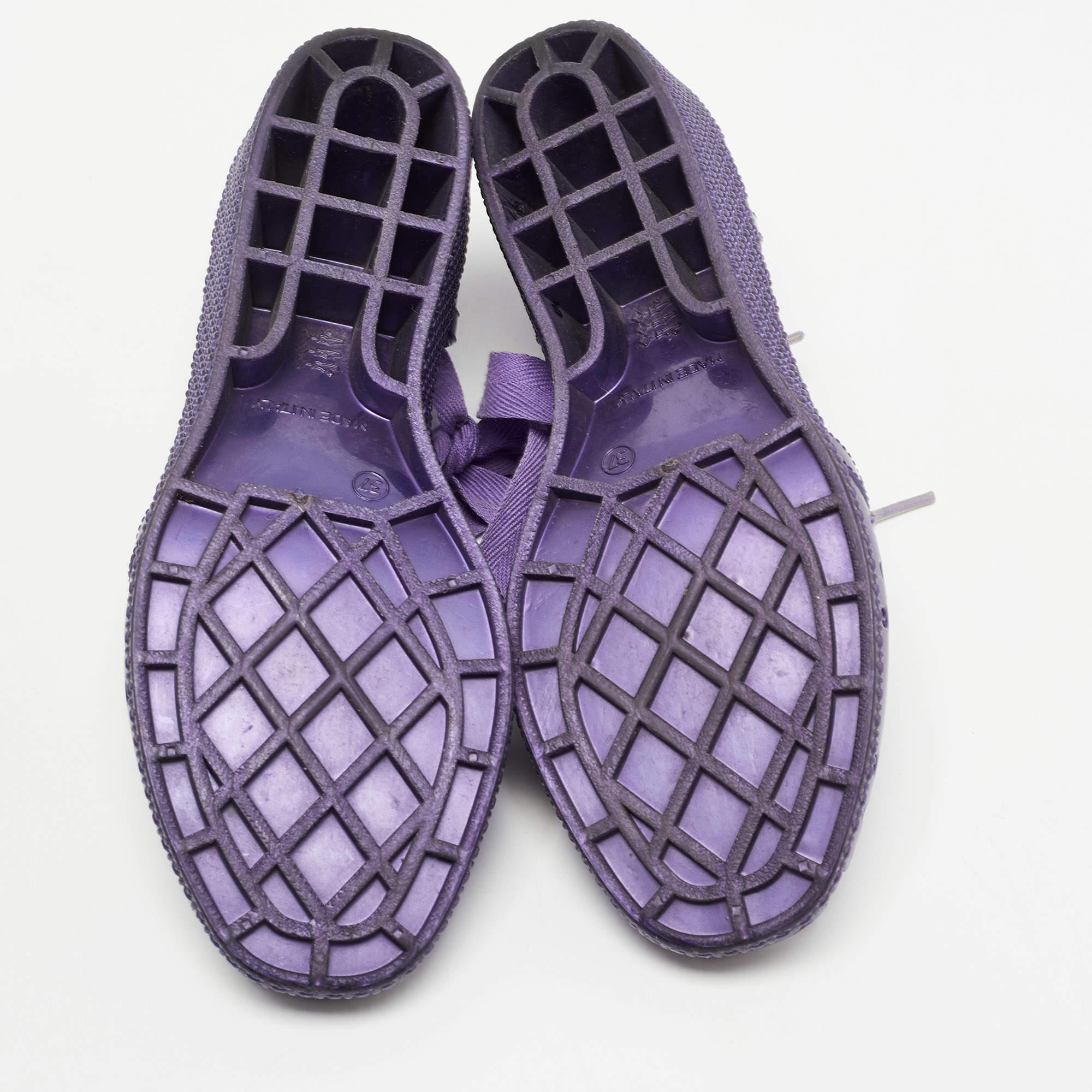 Marc by Marc Jacobs Purple Laser Cut Rubber Ankle Tie Flats Size 37 For Sale 1