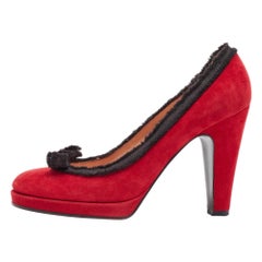 Marc by Marc Jacobs Red/Black Suede Bow Platform Pumps Size 38