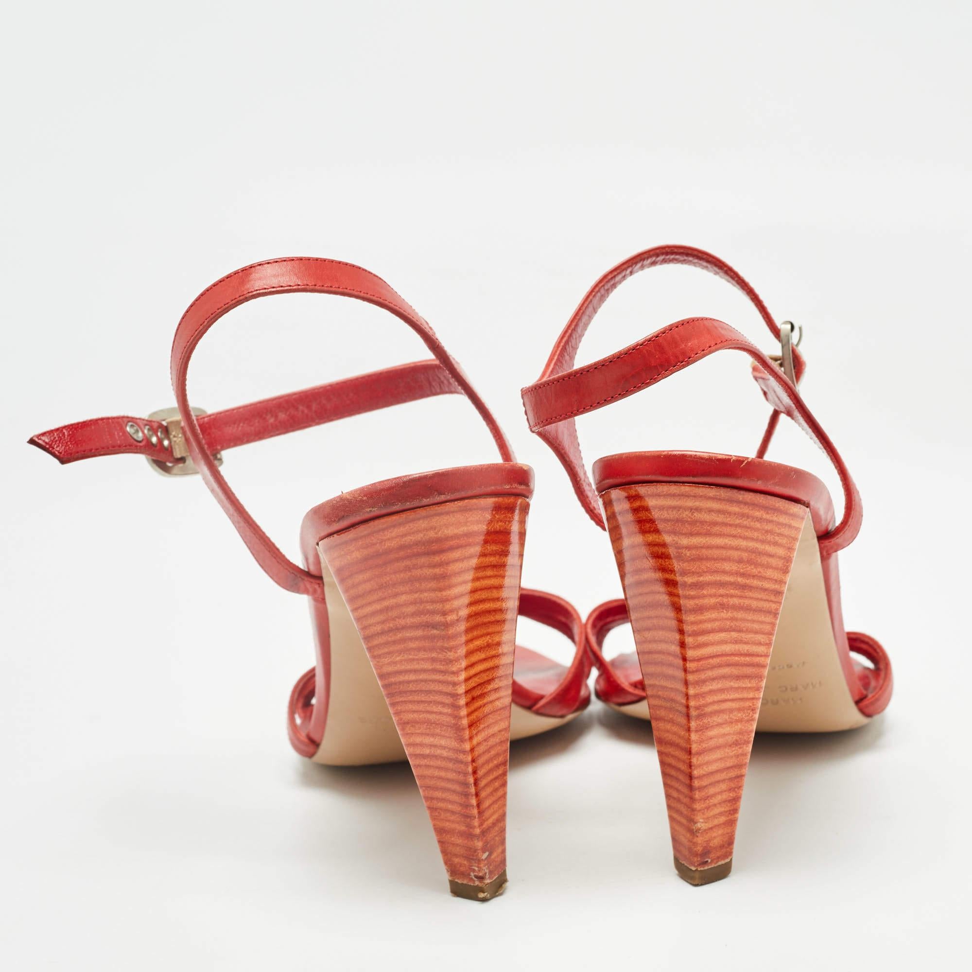 Women's Marc by Marc Jacobs Red Leather Slingback Sandals Size 40 For Sale