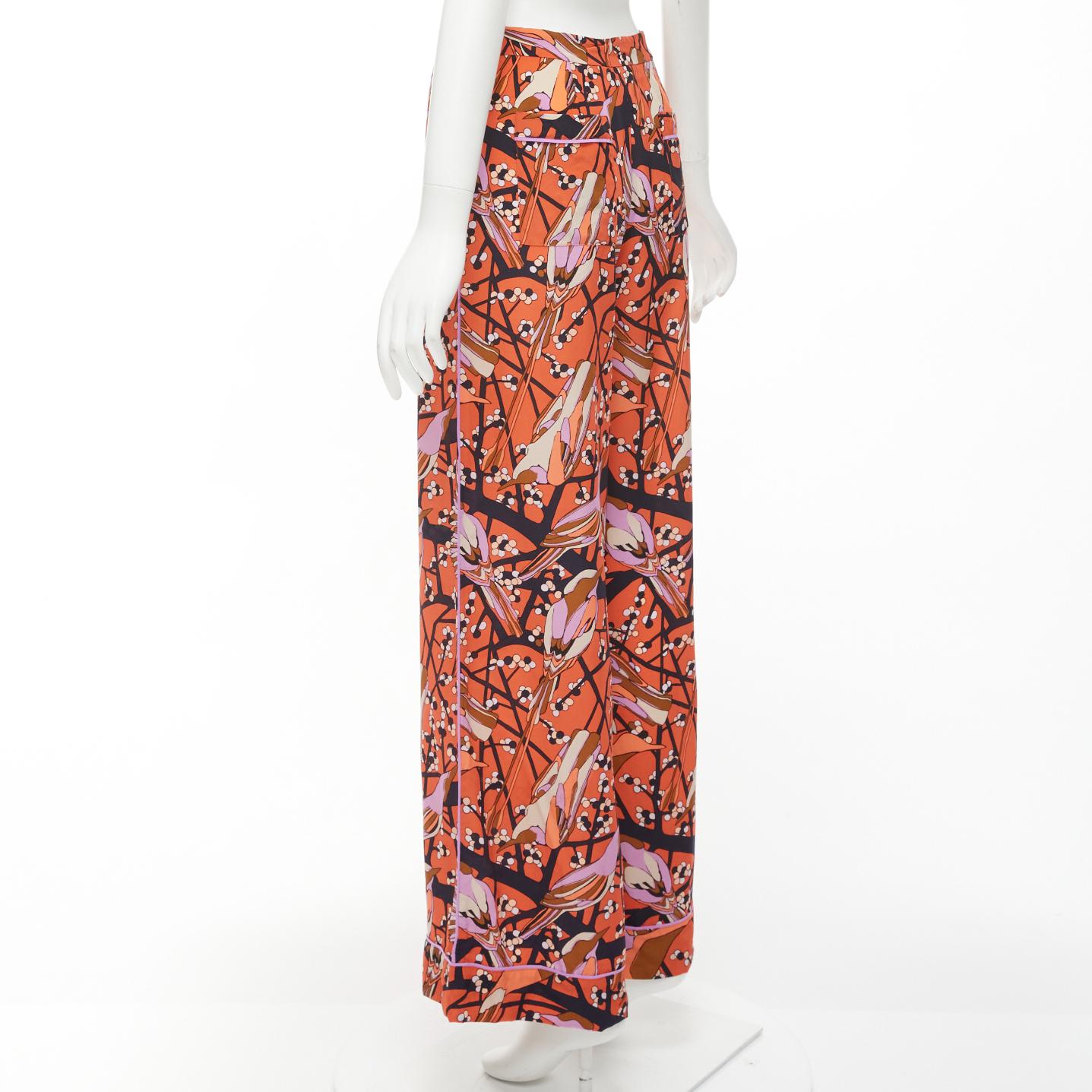 MARC BY MARC JACOBS red pink birds floral print wide leg cropped pants US2 S For Sale 1