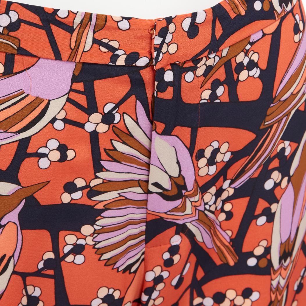 MARC BY MARC JACOBS red pink birds floral print wide leg cropped pants US2 S For Sale 3