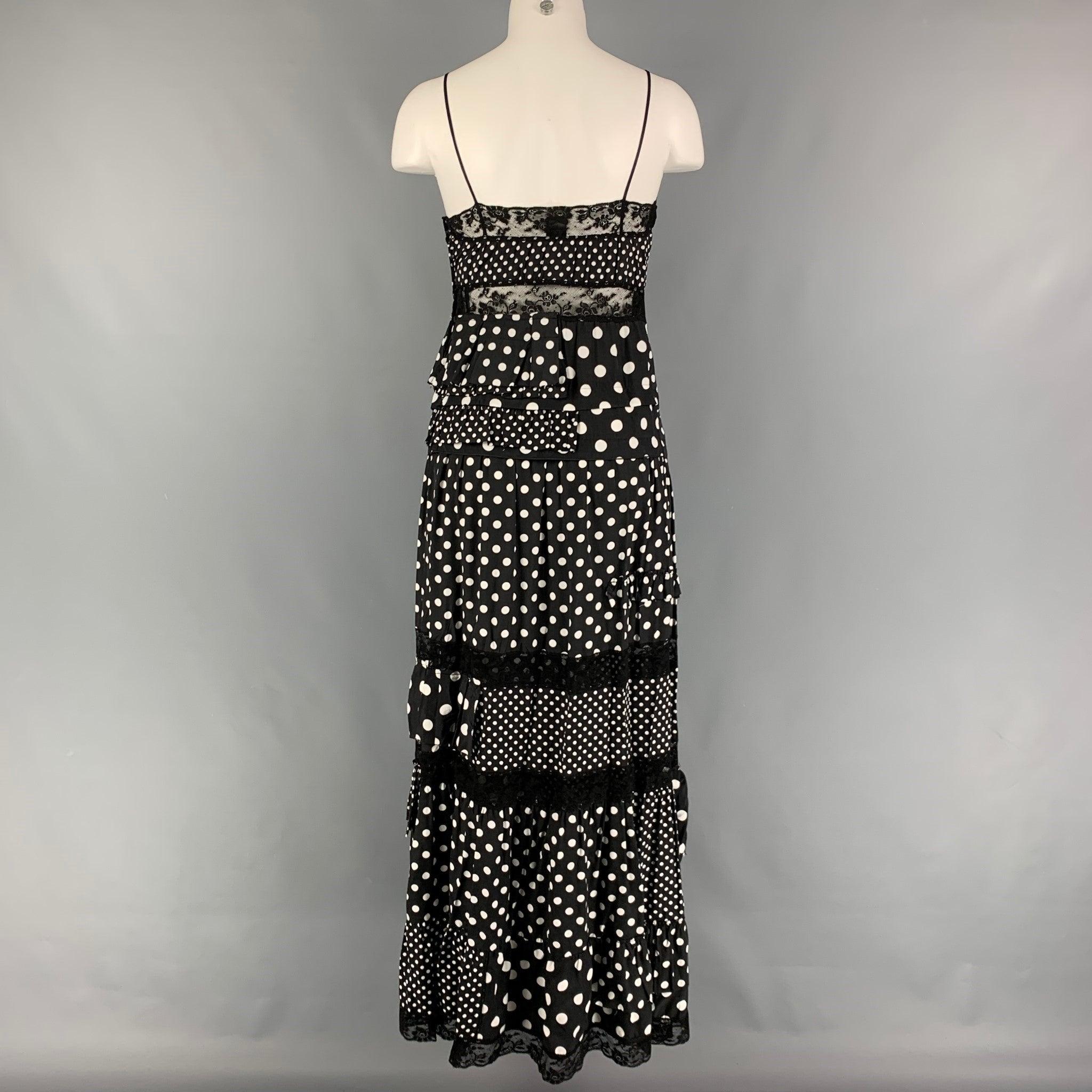 MARC by MARC JACOBS Size 2 Black White Viscose Polka Dot Spaghetti Straps Dress In Good Condition In San Francisco, CA