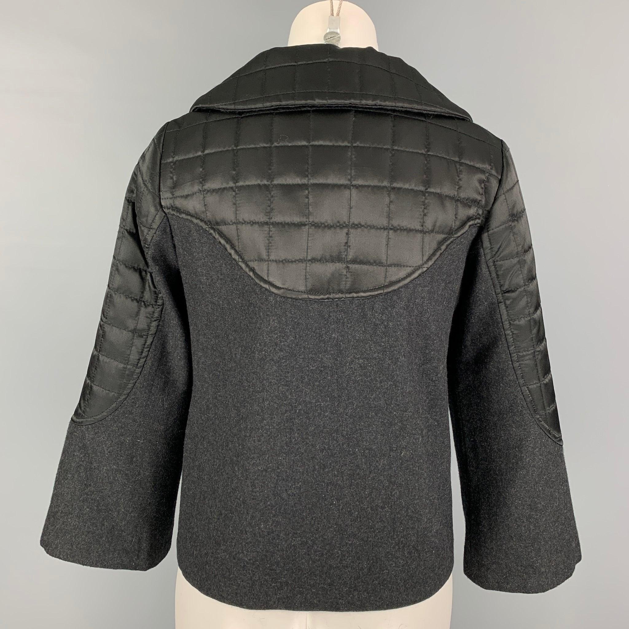 Women's MARC by MARC JACOBS Size 2 Grey Wool Black Quilted Jacket For Sale
