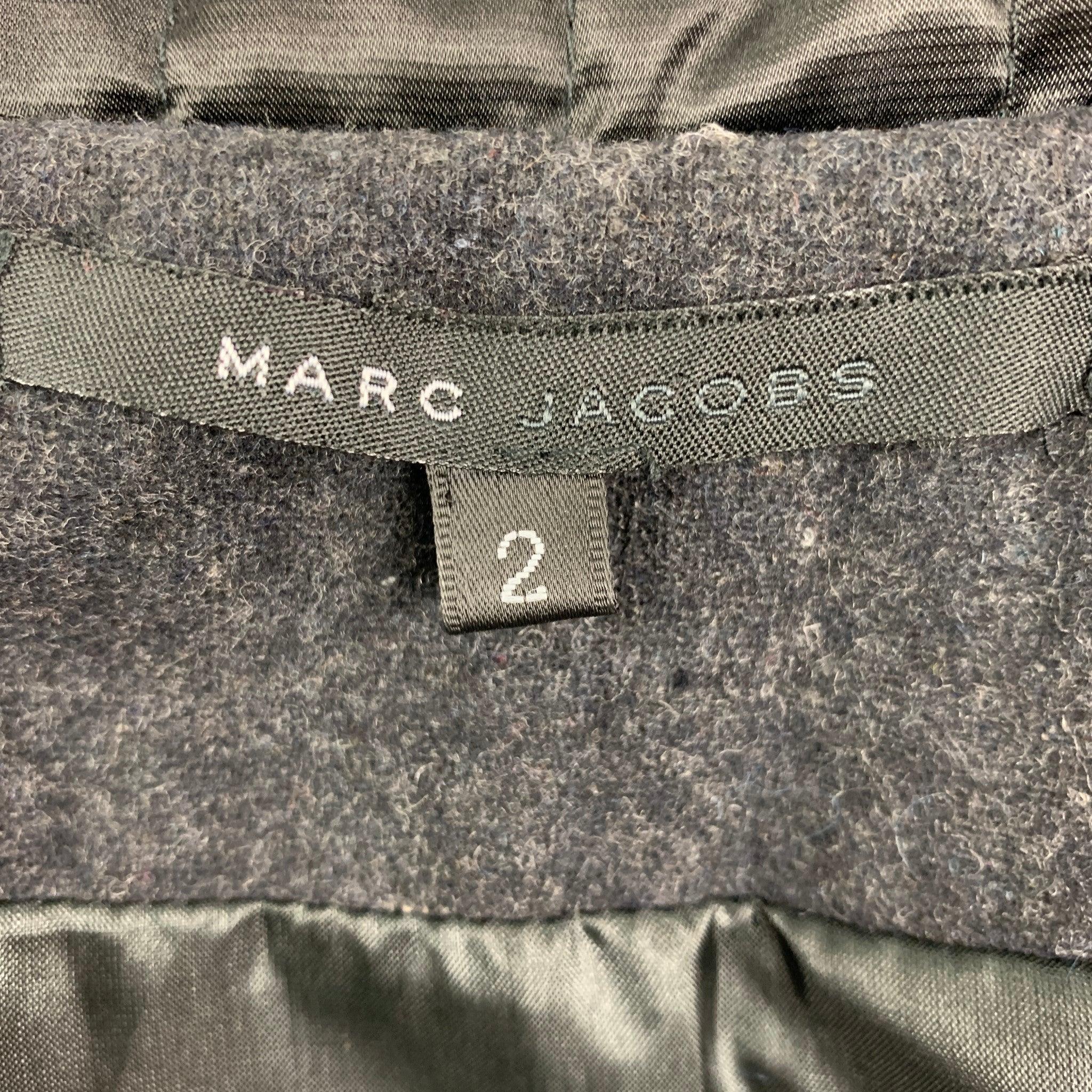 MARC by MARC JACOBS Size 2 Grey Wool Black Quilted Jacket For Sale 2