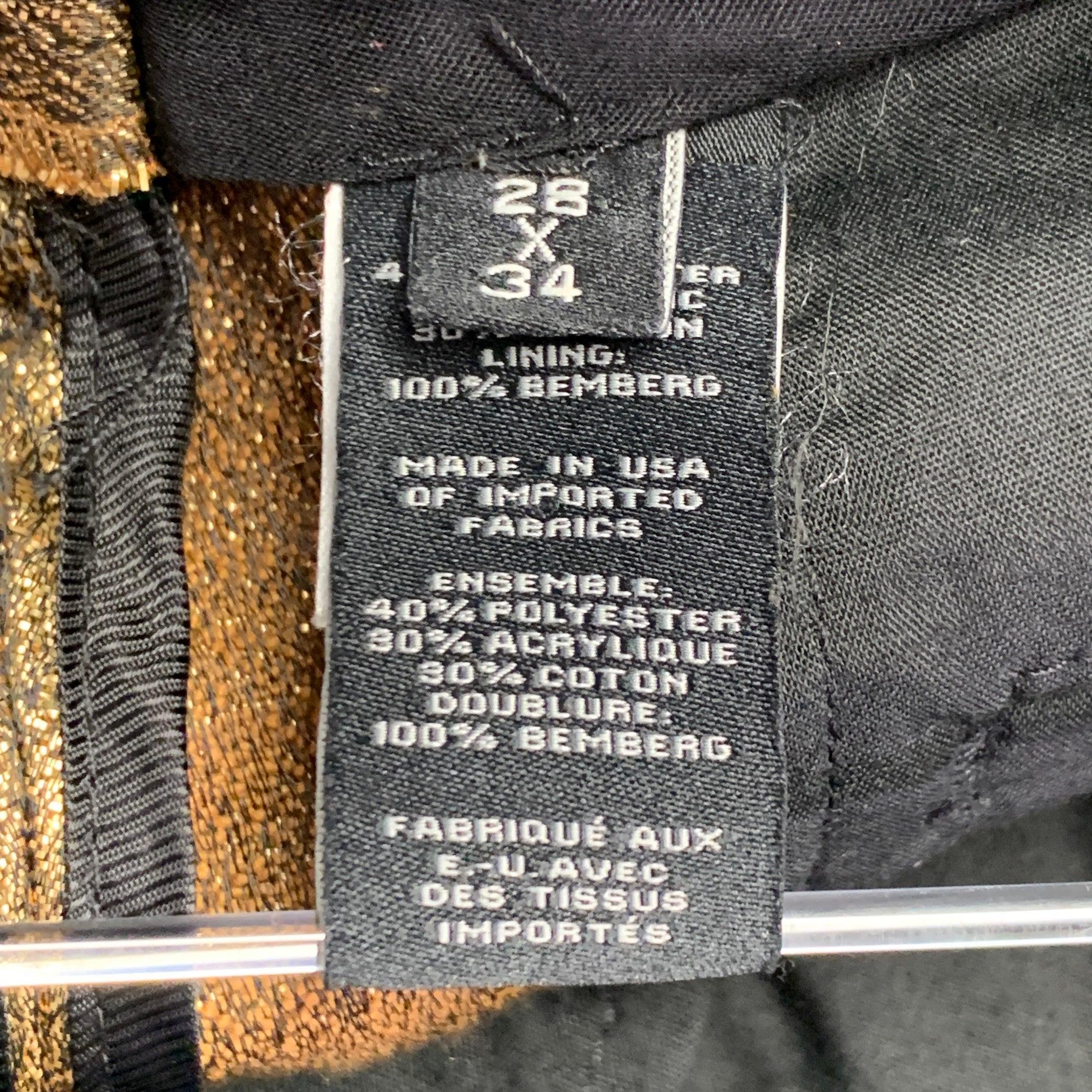 De los hombres MARC by MARC JACOBS Pantalones de vestir con parte delantera plana en mezcla de poliéster metalizado dorado talla 30 en venta