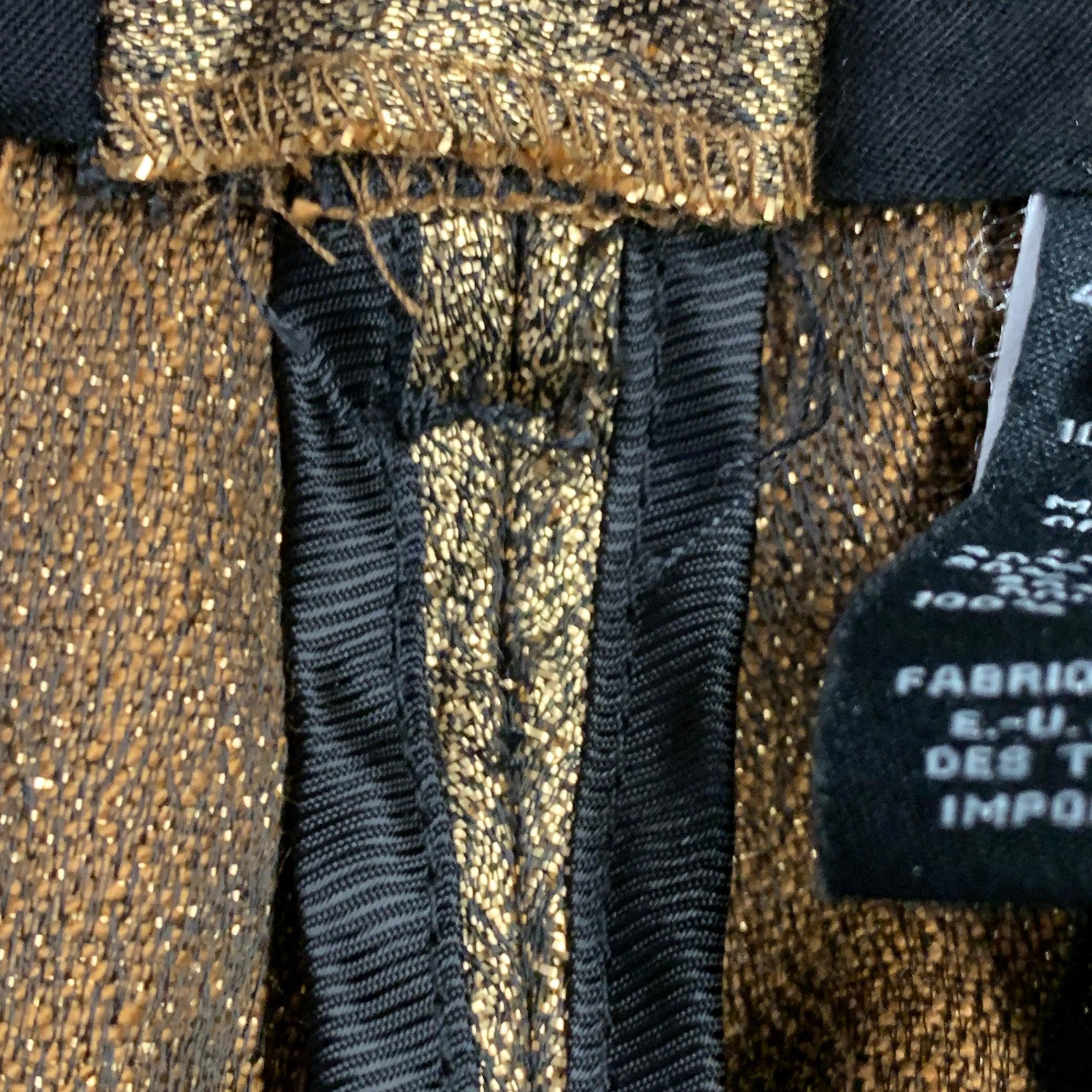 MARC by MARC JACOBS Pantalones de vestir con parte delantera plana en mezcla de poliéster metalizado dorado talla 30 en venta 2