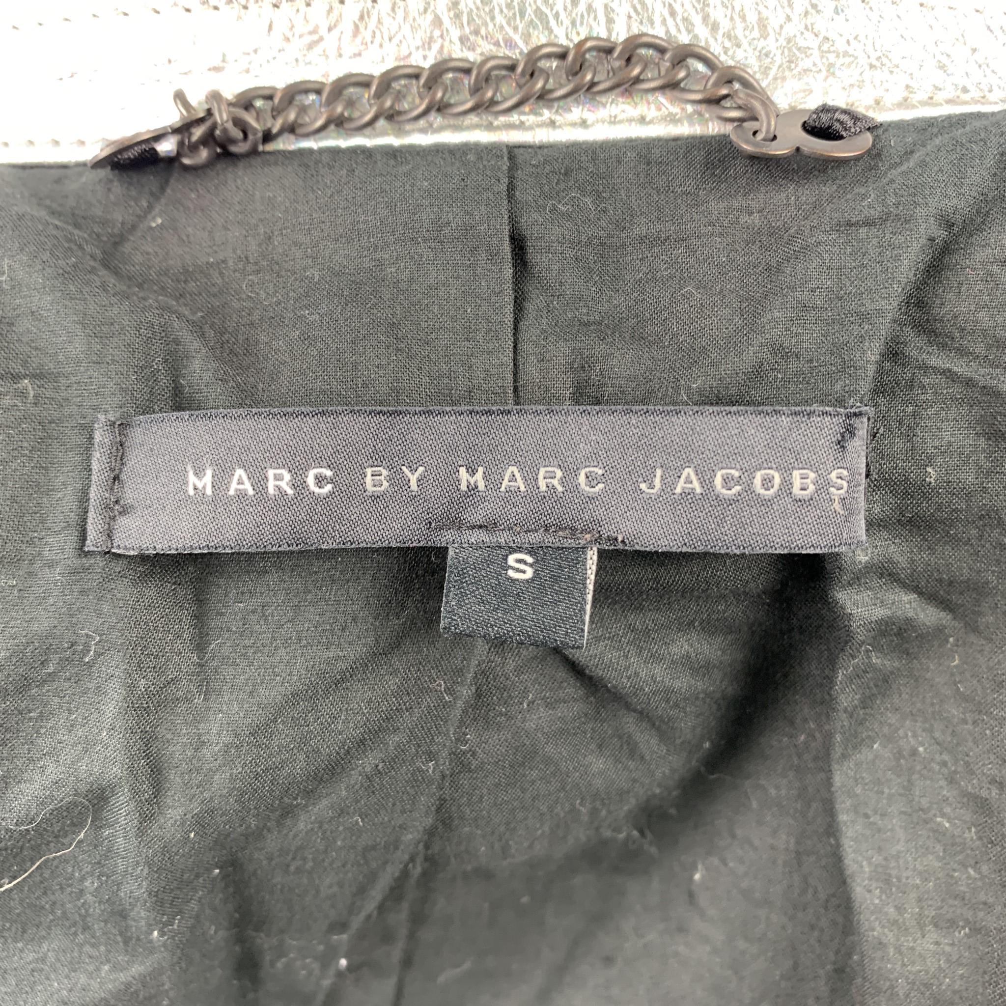 MARC by MARC JACOBS Size 38 Silver Iridescent Leather Sport Coat In Good Condition In San Francisco, CA