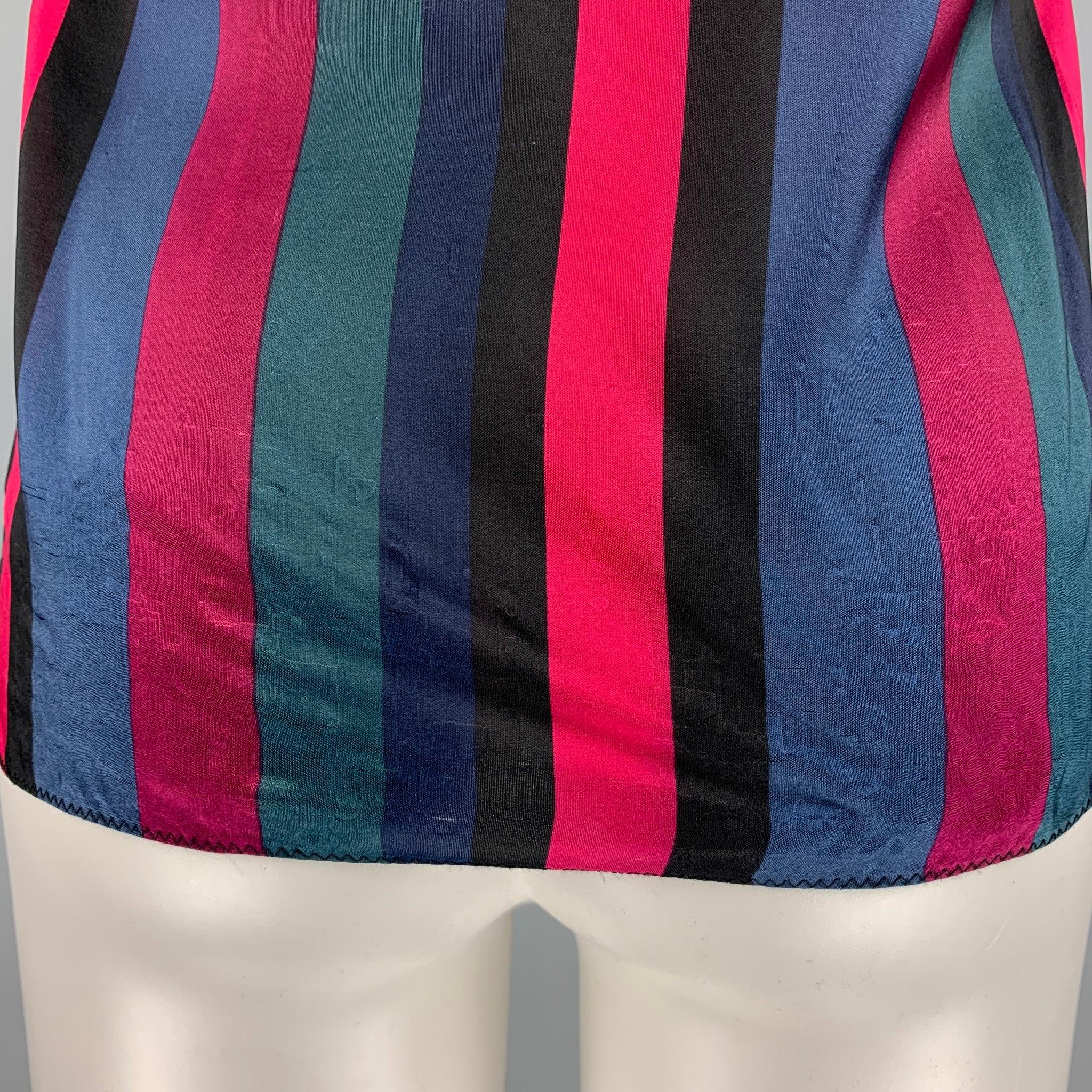 MARC by MARC JACOBS Size 4 Multi-Color Rayon Silk Stripe Ruffle Casual Top For Sale 1