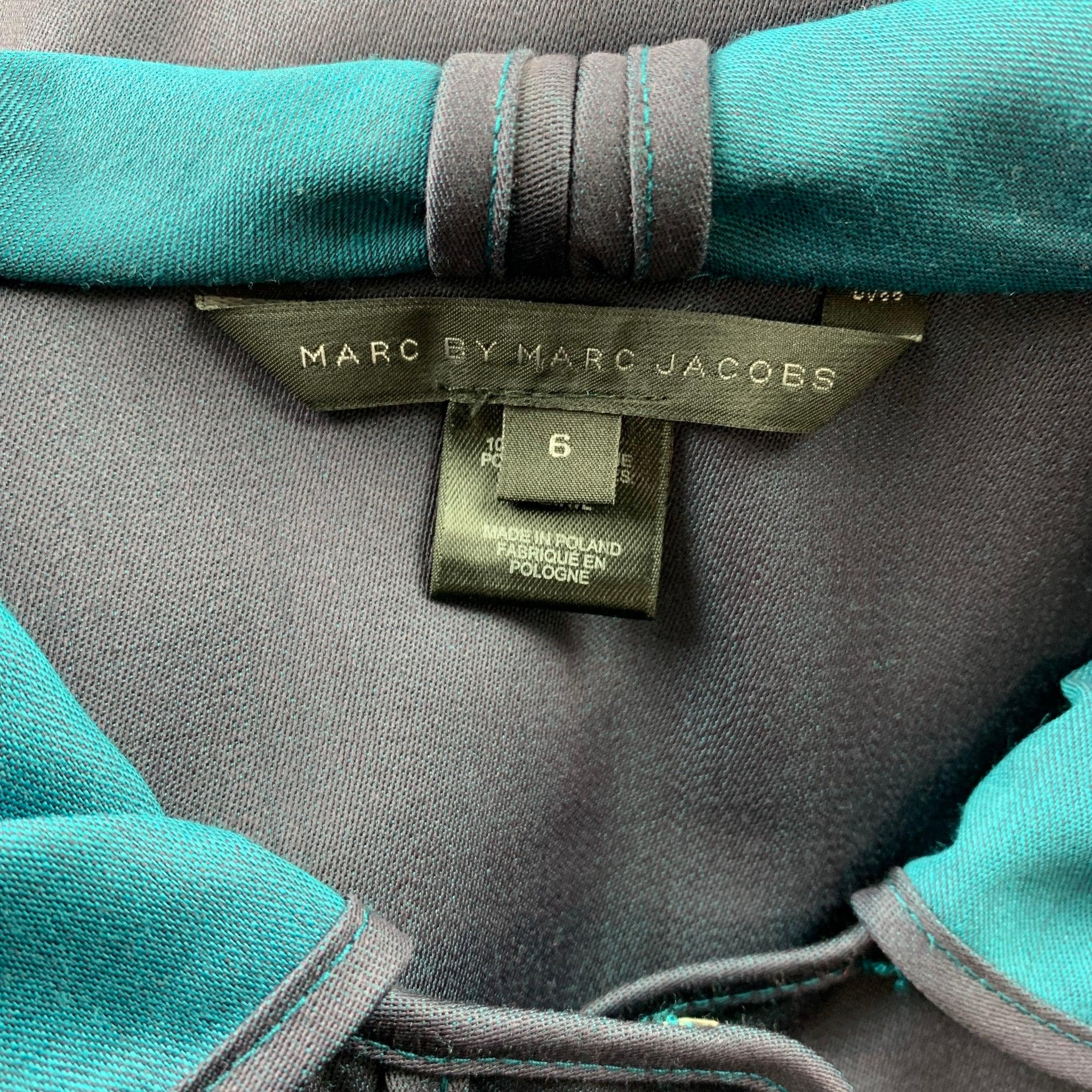 MARC by MARC JACOBS Taille 6 Robe sans manches plissée en laine couleur ardoise en vente 1
