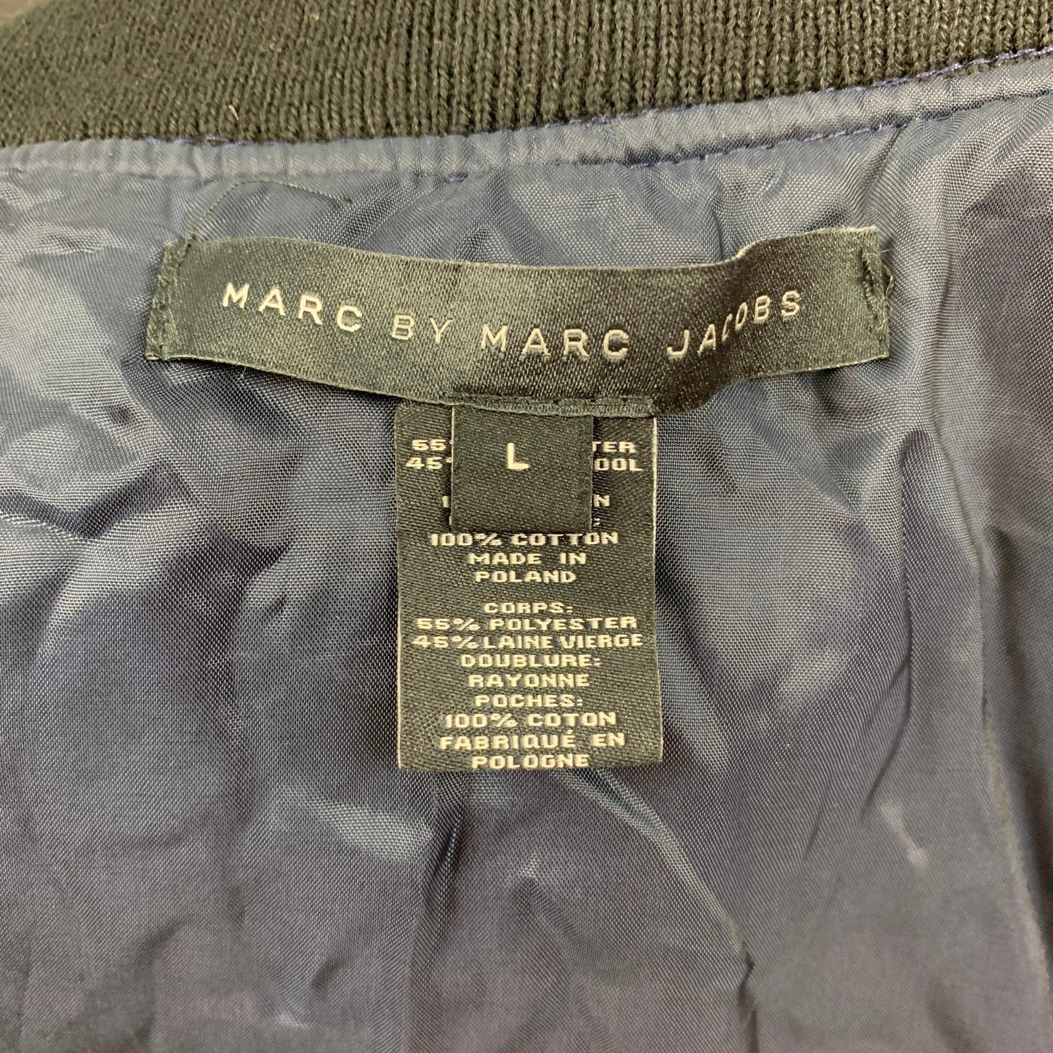 MARC by MARC JACOBS Size L Black & Navy Polyester Blend Jacket For Sale 2